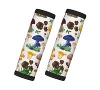 Cozimangoe Luggage Tag&Handle Wrap, 2 Pack Identifier Comfort Grip Soft Surround for Suitcases Travel Bag Backpack Car Seatbelt, Japanese Painting Mushroom