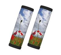 Cozimangoe Luggage Tag&Handle Wrap, 2 Pack Identifier Comfort Grip Soft Surround for Suitcases Travel Bag Backpack Car Seatbelt, Red Poppy Flower Printed