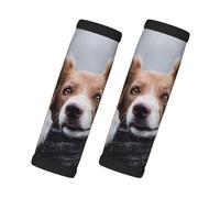 Cozimangoe Luggage Tag&Handle Wrap, 2 Pack Identifier Comfort Grip Soft Surround for Suitcases Travel Bag Backpack Car Seatbelt, Brown Border Collie Bokeh God with Yellow Eyes