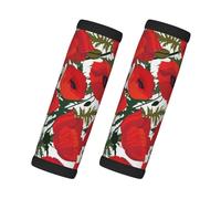 Cozimangoe Luggage Tag&Handle Wrap, 2 Pack Identifier Comfort Grip Soft Surround for Suitcases Travel Bag Backpack Car Seatbelt, Poppy Flower Pattern Printed