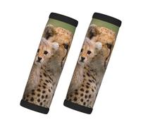 Cozimangoe Luggage Tag&Handle Wrap, 2 Pack Identifier Comfort Grip Soft Surround for Suitcases Travel Bag Backpack Car Seatbelt, Wild Animal Cheetah