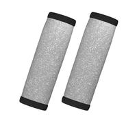 Cozimangoe Luggage Tag&Handle Wrap, 2 Pack Identifier Comfort Grip Soft Surround for Suitcases Travel Bag Backpack Car Seatbelt, Faux Sparkly Silver Glitter Printed