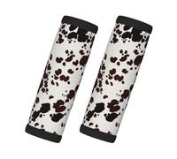 Cozimangoe Luggage Tag&Handle Wrap, 2 Pack Identifier Comfort Grip Soft Surround for Suitcases Travel Bag Backpack Car Seatbelt, Brown Spots Cow Skin