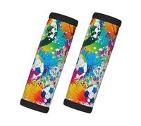 Cozimangoe Luggage Tag&Handle Wrap, 2 Pack Identifier Comfort Grip Soft Surround for Suitcases Travel Bag Backpack Car Seatbelt, Colored Splashes All Over The Soccer