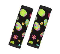 Cozimangoe Luggage Tag&Handle Wrap, 2 Pack Identifier Comfort Grip Soft Surround for Suitcases Travel Bag Backpack Car Seatbelt, Happy Colorful Easter Eggs