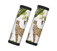 Cozimangoe Luggage Tag&Handle Wrap, 2 Pack Identifier Comfort Grip Soft Surround for Suitcases Travel Bag Backpack Car Seatbelt, Tropical Vintage Banana Tree Cheetah Flower
