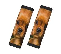 Cozimangoe Luggage Tag&Handle Wrap, 2 Pack Identifier Comfort Grip Soft Surround for Suitcases Travel Bag Backpack Car Seatbelt, Cavalier King Charles Spaniel Brown Curly Dogs