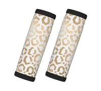 Cozimangoe Luggage Tag&Handle Wrap, 2 Pack Identifier Comfort Grip Soft Surround for Suitcases Travel Bag Backpack Car Seatbelt, Elegant Gold White Leopard Cheetah