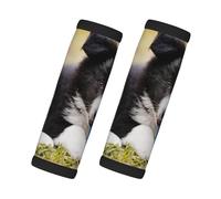 Cozimangoe Luggage Tag&Handle Wrap, 2 Pack Identifier Comfort Grip Soft Surround for Suitcases Travel Bag Backpack Car Seatbelt, Border Collie Dogs Puppy Pets Black Border