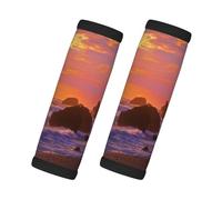Cozimangoe Luggage Tag&Handle Wrap, 2 Pack Identifier Comfort Grip Soft Surround for Suitcases Travel Bag Backpack Car Seatbelt, The Sunset Seascape