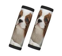 Cozimangoe Luggage Tag&Handle Wrap, 2 Pack Identifier Comfort Grip Soft Surround for Suitcases Travel Bag Backpack Car Seatbelt, Cavalier King Charles Spaniel Brown Spaniel