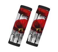 Cozimangoe Luggage Tag&Handle Wrap, 2 Pack Identifier Comfort Grip Soft Surround for Suitcases Travel Bag Backpack Car Seatbelt, Beautiful Poppy Flower Ink Printing