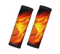 Cozimangoe Luggage Tag&Handle Wrap, 2 Pack Identifier Comfort Grip Soft Surround for Suitcases Travel Bag Backpack Car Seatbelt, Flying Basketball On Fire