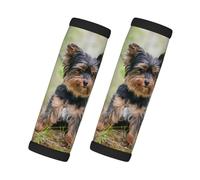 Cozimangoe Luggage Tag&Handle Wrap, 2 Pack Identifier Comfort Grip Soft Surround for Suitcases Travel Bag Backpack Car Seatbelt, Yorkshire Terrier Little Puppy Pets Dogs