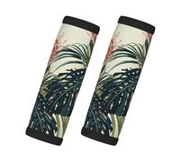 Cozimangoe Luggage Tag&Handle Wrap, 2 Pack Identifier Comfort Grip Soft Surround for Suitcases Travel Bag Backpack Car Seatbelt, Exotic Palm Leaves Jungle Leaf Tropical Floral