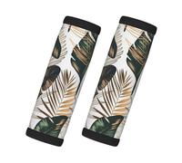 Cozimangoe Luggage Tag&Handle Wrap, 2 Pack Identifier Comfort Grip Soft Surround for Suitcases Travel Bag Backpack Car Seatbelt, Green Tropica Printed