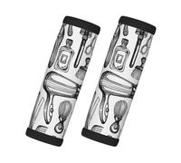 Cozimangoe Luggage Tag&Handle Wrap, 2 Pack Identifier Comfort Grip Soft Surround for Suitcases Travel Bag Backpack Car Seatbelt, Barbershop Icons