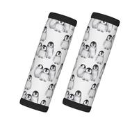 Cozimangoe Luggage Tag&Handle Wrap, 2 Pack Identifier Comfort Grip Soft Surround for Suitcases Travel Bag Backpack Car Seatbelt, Cute Little Penguin in Winter