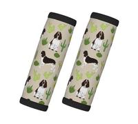 Cozimangoe Luggage Tag&Handle Wrap, 2 Pack Identifier Comfort Grip Soft Surround for Suitcases Travel Bag Backpack Car Seatbelt, English Springer Spaniel Dog Cactus Dog