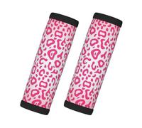 Cozimangoe Luggage Tag&Handle Wrap, 2 Pack Identifier Comfort Grip Soft Surround for Suitcases Travel Bag Backpack Car Seatbelt, Bright Pink Leopard Skin Pattern
