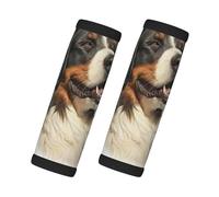 Cozimangoe Luggage Tag&Handle Wrap, 2 Pack Identifier Comfort Grip Soft Surround for Suitcases Travel Bag Backpack Car Seatbelt, Bernese Mountain Dog Realistic Portrait Berner