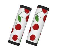 Cozimangoe Luggage Tag&Handle Wrap, 2 Pack Identifier Comfort Grip Soft Surround for Suitcases Travel Bag Backpack Car Seatbelt, Sweet Cherry Pattern
