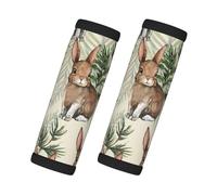 Cozimangoe Luggage Tag&Handle Wrap, 2 Pack Identifier Comfort Grip Soft Surround for Suitcases Travel Bag Backpack Car Seatbelt, Hare Behind Leaf