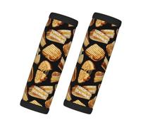 Cozimangoe Luggage Tag&Handle Wrap, 2 Pack Identifier Comfort Grip Soft Surround for Suitcases Travel Bag Backpack Car Seatbelt, Grilled Cheese Sandwiches