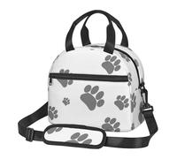 Cozimangoe Lunch Bag, Insulated Adjustable Strap Cooler Bag Multiple Pockets Lunch Organizer for Work Office Picnic Beach, Personalized Paws Footprint Dog and Cat Animals Grey