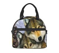 Cozimangoe Lunch Bag, Insulated Adjustable Strap Cooler Bag Multiple Pockets Lunch Organizer for Work Office Picnic Beach, Personalized Wildlife Animal Wolf