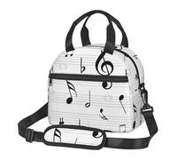 Cozimangoe Lunch Bag, Insulated Adjustable Strap Cooler Bag Multiple Pockets Lunch Organizer for Work Office Picnic Beach, Personalized Clef Music Notes Sheet Symbol Treble Abstract