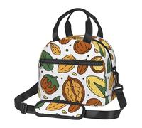 Cozimangoe Lunch Bag, Insulated Adjustable Strap Cooler Bag Multiple Pockets Lunch Organizer for Work Office Picnic Beach, Personalized Doodle Style Nuts Seeds