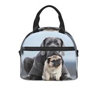 Cozimangoe Lunch Bag, Insulated Adjustable Strap Cooler Bag Multiple Pockets Lunch Organizer for Work Office Picnic Beach, Personalized Cane Corso Dogs Pug Friendship Concepts