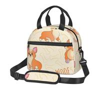 Cozimangoe Lunch Bag, Insulated Adjustable Strap Cooler Bag Multiple Pockets Lunch Organizer for Work Office Picnic Beach, Personalized Corgi with Bones and Words