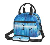 Cozimangoe Lunch Bag, Insulated Adjustable Strap Cooler Bag Multiple Pockets Lunch Organizer for Work Office Picnic Beach, Personalized Music Notes with Clef