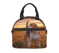 Cozimangoe Lunch Bag, Insulated Adjustable Strap Cooler Bag Multiple Pockets Lunch Organizer for Work Office Picnic Beach, Personalized Beagle Lawn Dogs On A Walk Pets Dogs Sunset