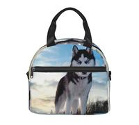 Cozimangoe Lunch Bag, Insulated Adjustable Strap Cooler Bag Multiple Pockets Lunch Organizer for Work Office Picnic Beach, Personalized Siberian Husky 1