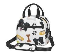 Cozimangoe Lunch Bag, Insulated Adjustable Strap Cooler Bag Multiple Pockets Lunch Organizer for Work Office Picnic Beach, Personalized Smiling Dog Border Collie
