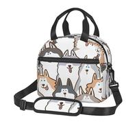 Cozimangoe Lunch Bag, Insulated Adjustable Strap Cooler Bag Multiple Pockets Lunch Organizer for Work Office Picnic Beach, Personalized Cartoon Siberian Husky Dog