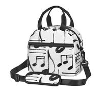 Cozimangoe Lunch Bag, Insulated Adjustable Strap Cooler Bag Multiple Pockets Lunch Organizer for Work Office Picnic Beach, Personalized Hand Sketch Musical Notes