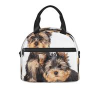 Cozimangoe Lunch Bag, Insulated Adjustable Strap Cooler Bag Multiple Pockets Lunch Organizer for Work Office Picnic Beach, Personalized Two Yorkshire Terrier Puppies