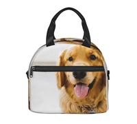 Cozimangoe Lunch Bag, Insulated Adjustable Strap Cooler Bag Multiple Pockets Lunch Organizer for Work Office Picnic Beach, Personalized Golden Retriever Smiling