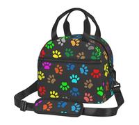 Cozimangoe Lunch Bag, Insulated Adjustable Strap Cooler Bag Multiple Pockets Lunch Organizer for Work Office Picnic Beach, Personalized Color Animal Paws Print