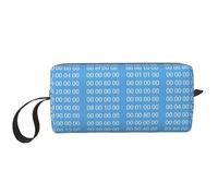 Cozimangoe Makeup Bag, Cosmetic Bag for Padded Travel Pouch Zippered Handle Multi-Purpose Small, School Work Trip Home Storage, Personalized Programmer Blue Binary Computer Code