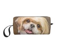 Cozimangoe Makeup Bag, Cosmetic Bag for Padded Travel Pouch Zippered Handle Multi-Purpose Small, School Work Trip Home Storage, Personalized Cute Shih Tzu Dog