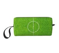 Cozimangoe Makeup Bag, Cosmetic Bag for Padded Travel Pouch Zippered Handle Multi-Purpose Small, School Work Trip Home Storage, Personalized Green Football Stadium Field