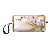 Cozimangoe Makeup Bag, Cosmetic Bag for Padded Travel Pouch Zippered Handle Multi-Purpose Small, School Work Trip Home Storage, Personalized White Orchid in The Pond