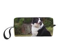 Cozimangoe Makeup Bag, Cosmetic Bag for Padded Travel Pouch Zippered Handle Multi-Purpose Small, School Work Trip Home Storage, Personalized Bad Dog Border Collie