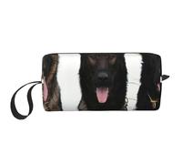 Cozimangoe Makeup Bag, Cosmetic Bag for Padded Travel Pouch Zippered Handle Multi-Purpose Small, School Work Trip Home Storage, Personalized Black German Shepherd Puppies Printing