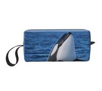 Cozimangoe Makeup Bag, Cosmetic Bag for Padded Travel Pouch Zippered Handle Multi-Purpose Small, School Work Trip Home Storage, Personalized Killer Whales Orca